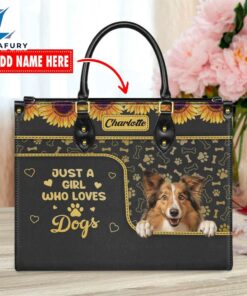 Shetland Sheepdog Dog Just A Girl Who Loves Dogs Leather Handbag
