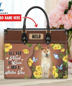Shiba Inu Dog All You Need Is Love And A Leather Handbag