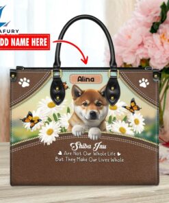 Shiba Inu Dog Are Not Our Whole Life But They Make Our Lives Whole Leather Handbag