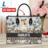 Shiba Inu Dog Bior Leather Handbag With Flowers And Butterfly