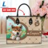 Shiba Inu Dog Duccy Dog Lover Leather Handbag