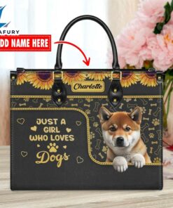 Shiba Inu Dog Just A Girl Who Loves Dogs Leather Handbag