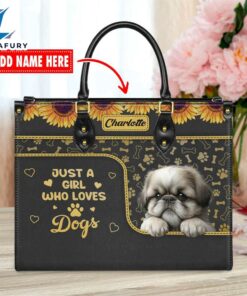 Shih Tzu Dog Just A Girl Who Loves Dogs Leather Handbag