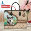 Siberian Husky Dog Duccy Dog Lover Leather Handbag