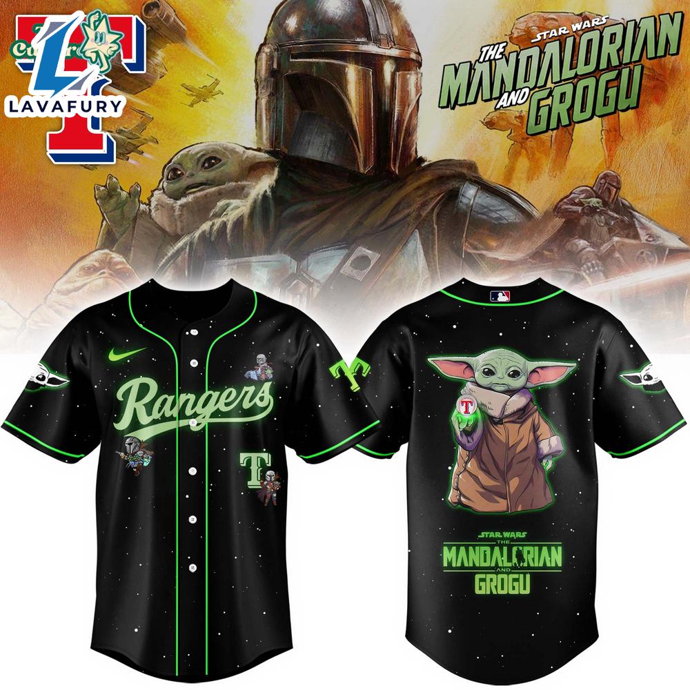Texas Rangers x The Mandalorian & Grogu Limited Fan Baseball Jersey Texas Rangers x The Mandalorian & Grogu Limited Fan Baseball Jersey