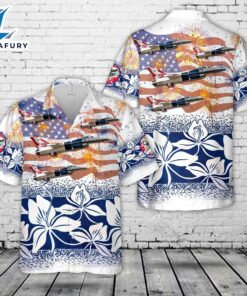 US Air Force F-16 Fighting Falcon 457th Fighter Squadron, 4th Of July Hawaiian Shirt