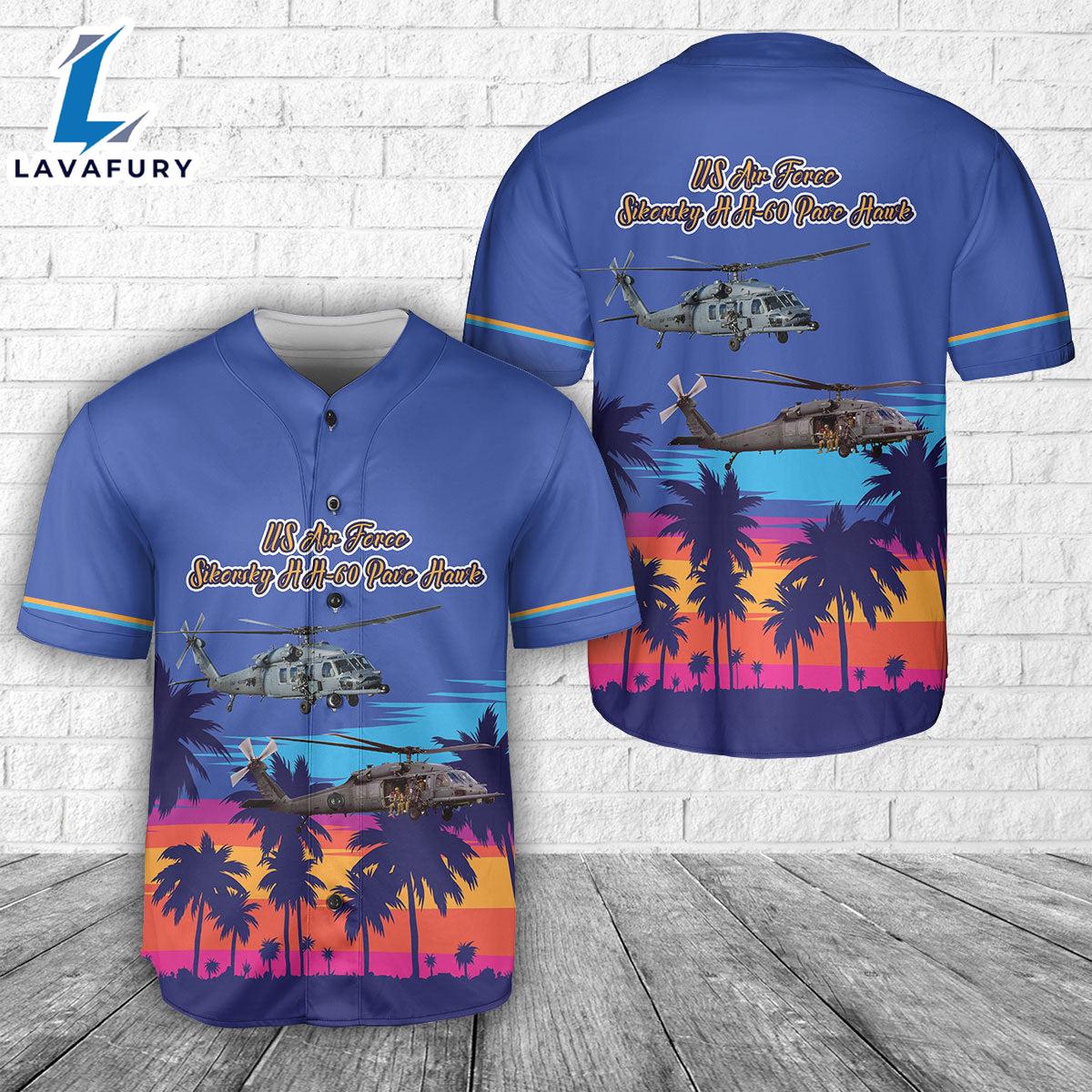 US Air Force Sikorsky HH-60 Pave Hawk Baseball Jersey 4TH Of July US Air Force Sikorsky HH-60 Pave Hawk Baseball Jersey 4TH Of July