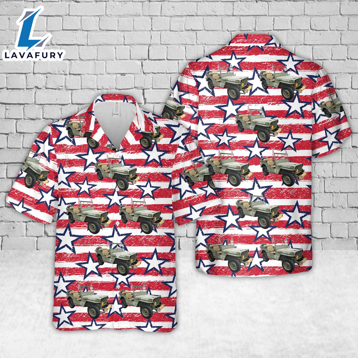 US Army 1942 Willys Military Jeep, 4th Of July Hawaiian Shirt 4TH Of July US Army 1942 Willys Military Jeep, 4th Of July Hawaiian Shirt 4TH Of July