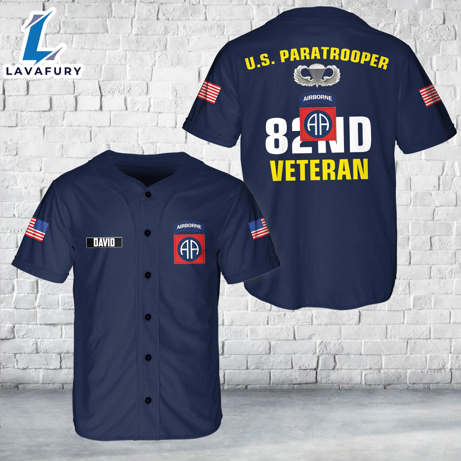 US Army 82nd Airborne Division Veteran Paratrooper Baseball Jersey 4TH Of July US Army 82nd Airborne Division Veteran Paratrooper Baseball Jersey 4TH Of July