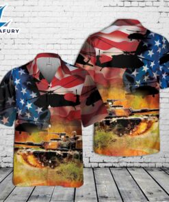 US Army M1 Abrams Flag 4th July Pocket Hawaiian Shirt