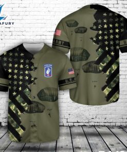 US Army Paratroopers 173rd Airborne Brigade Combat Team descend over the 7th Army Baseball Jersey