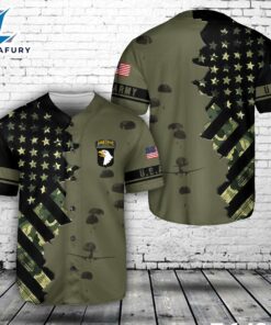 US Army Paratroopers With The 101st Airborne Division Parachute Baseball Jersey