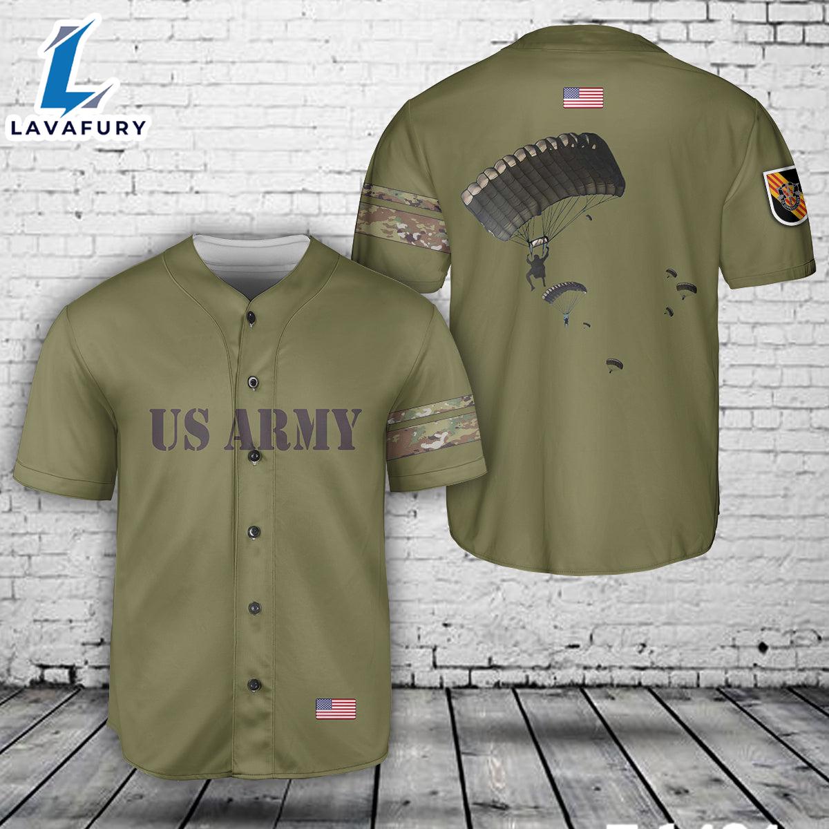 US Army Paratroopers With The 5th Special Forces Group (Airborne) (5th SFG (A)) Parachute Baseball Jersey 4TH Of July US Army Paratroopers With The 5th Special Forces Group (Airborne) (5th SFG (A)) Parachute Baseball Jersey 4TH Of July