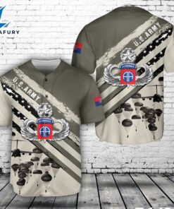 US Army Paratroopers With The 82nd Airborne Division Parachute Baseball Jersey 2
