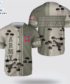 US Army Paratroopers With The 82nd Airborne Division Parachute Baseball Jersey