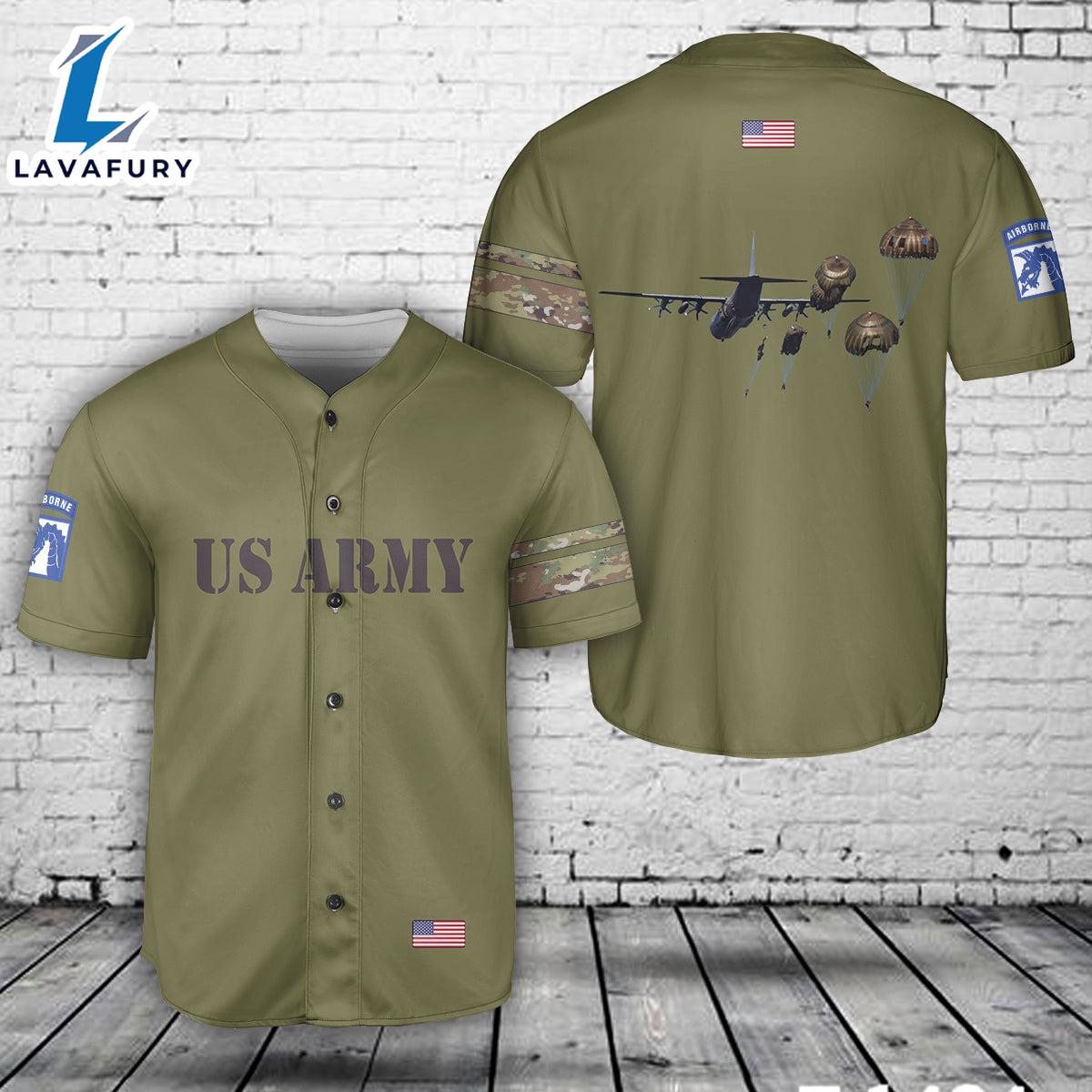 US Army XVIII Airborne Corps Baseball Jersey 4TH Of July US Army XVIII Airborne Corps Baseball Jersey 4TH Of July