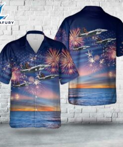 US Navy EA-18G Of VAQ-132 Scorpions, 4th Of July Hawaiian Shirt