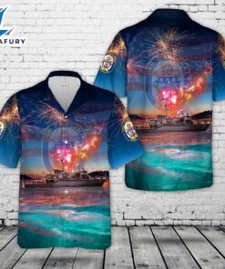 US Navy USS Cardinal (MHC-60), 4th Of July Hawaiian Shirt