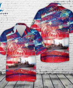 US Navy USS Missouri (BB-63), 4th Of July Hawaiian Shirt
