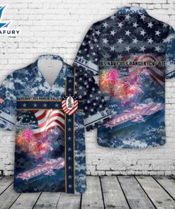 US Navy USS Ranger (CV-61), 4th Of July Hawaiian Shirt