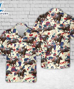 US Thoroughbred Horse Racing, 4th Of July Hawaiian Shirt