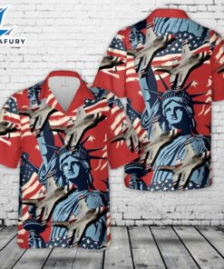 USAF Thunderbirds Lockheed Martin F-16CM Fighting Falcon, 4th Of July Hawaiian Shirt