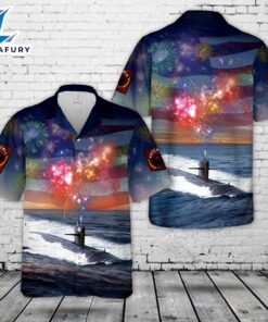 USS Phoenix (SSN-702) Attack Submarine, 4th Of July Hawaiian Shirt