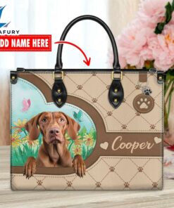 Vizsla Dog Duccy Dog Lover Leather Handbag