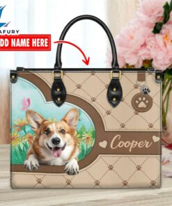 Welsh Corgi Dog Duccy Dog Lover Leather Handbag