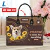 Welsh Corgi Dog Kisses Fix Everything Leather Handbag