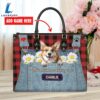 Welsh Corgi Dog This Human Belongs To Leather Handbag