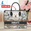 West Highland White Terrier Dog Bior Leather Handbag With Flowers And Butterfly