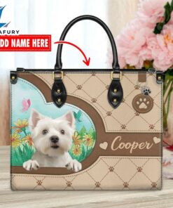 West Highland White Terrier Dog Duccy Dog Lover Leather Handbag