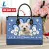 West Highland White Terrier Dog Lover Leather Bag With Daisy Flowers