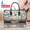 Whippet Dog Bior Leather Handbag With Flowers And Butterfly