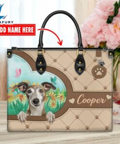 Whippet Dog Duccy Dog Lover Leather Handbag