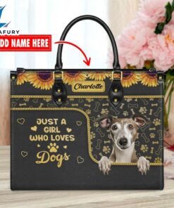Whippet Dog Just A Girl Who Loves Dogs Leather Handbag