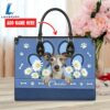 Whippet Dog Lover Leather Bag With Daisy Flowers