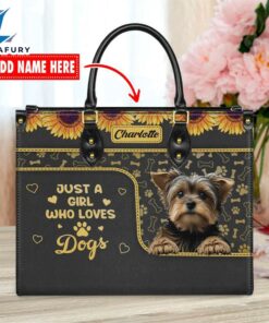 Yorkshire Terrier Dog Just A Girl Who Loves Dogs Leather Handbag