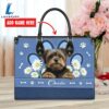 Yorkshire Terrier Dog Lover Leather Bag With Daisy Flowers