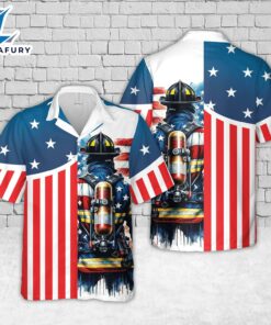 4th July Happy Independence Day US Flag Firefighter Flag Hawaiian Shirt