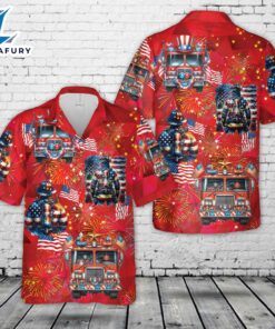 4th Of July Fire Truck Firefighter Hawaiian Shirt