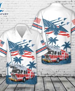 4th Of July Fire Truck Firefighter Hawaiian Shirt