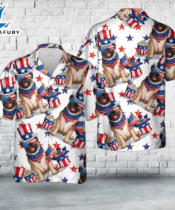 4th of July Pugs Hawaiian Shirt