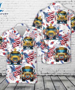 4th Of July School Bus Hawaiian Shirt