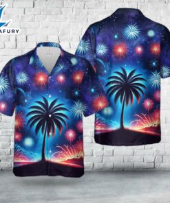 4th of July Tropical Palm Tree And Firework Hawaiian Shirt