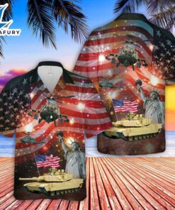 Abrams Battle Tank And Apache 4th Of July Hawaiian Shirt