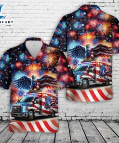 Ambulance Car Patriot Eagle, 4th Of July Flag Hawaiian Shirt