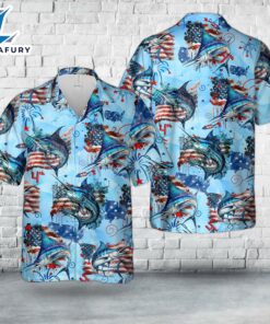 American Blue Marlin 4th Of July Hawaiian Shirt