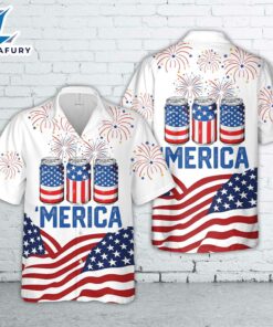 Beer American Flag 4th of July Hawaiian Shirt